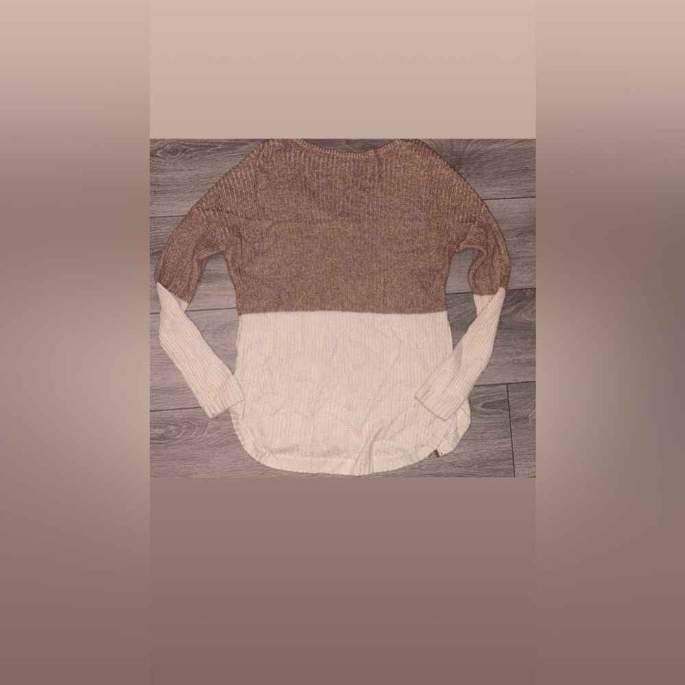 Left On Houston Size Medium Long Sleeved Color Block Sweater Zipper Accent - Picture 2 of 6